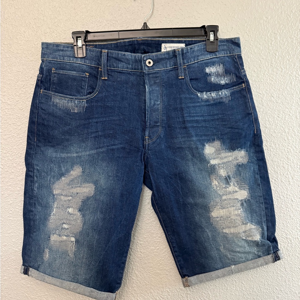 G-Star Restored Denim Rip Repair Repeat Size 36 Shorts